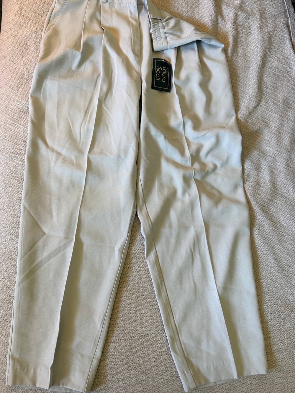 Laura Scott Pants Womens 18 Linen Blend Pleated Career Workwear USA Vintage